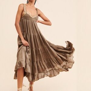 Free People Isadora Midi Dress Army Combo NWT Women’s Large